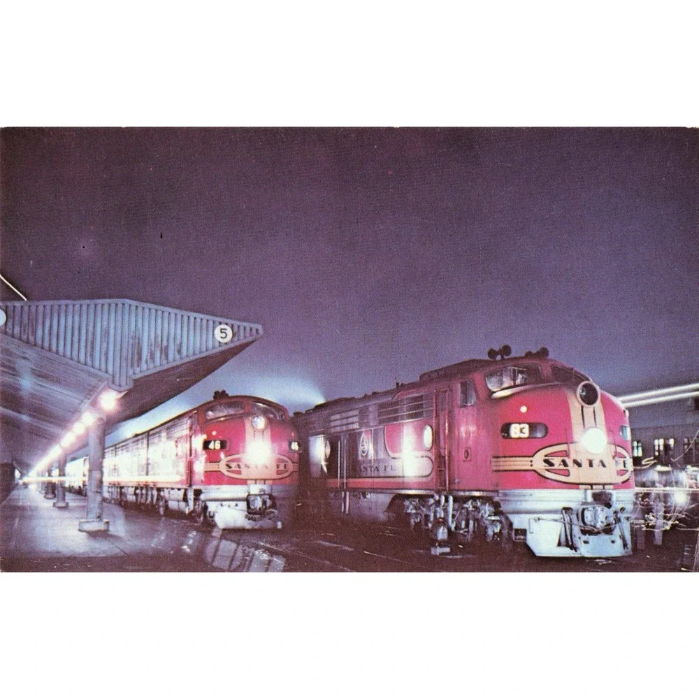 Vintage Santa Fe Super Chief San Diegan Los Angeles Union Terminal Postcard